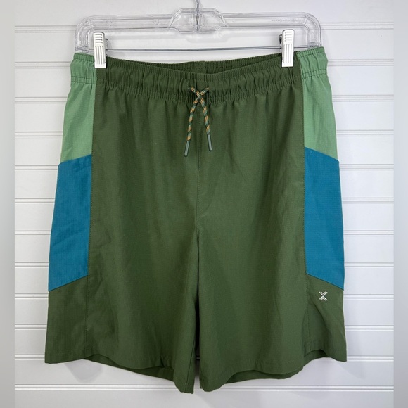 Xersion boys green color block unlined workout outdoors shorts. Size XL 18/20. - Picture 1 of 6